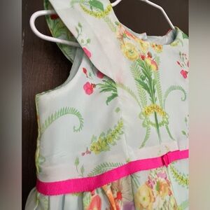 Designer dress Ted Baker Floral Girls 18-24 months green pink summer dressy